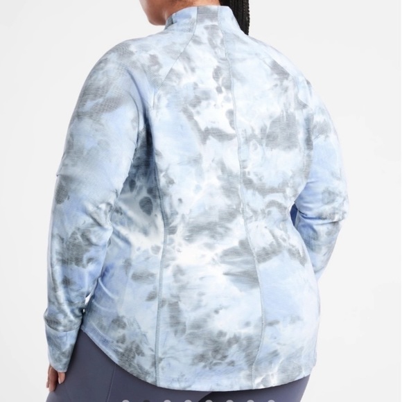 Athleta Salutation Jacquard Jacket Blue Stormy Tie Dye White Pinstripes Sz 2X - Picture 10 of 13